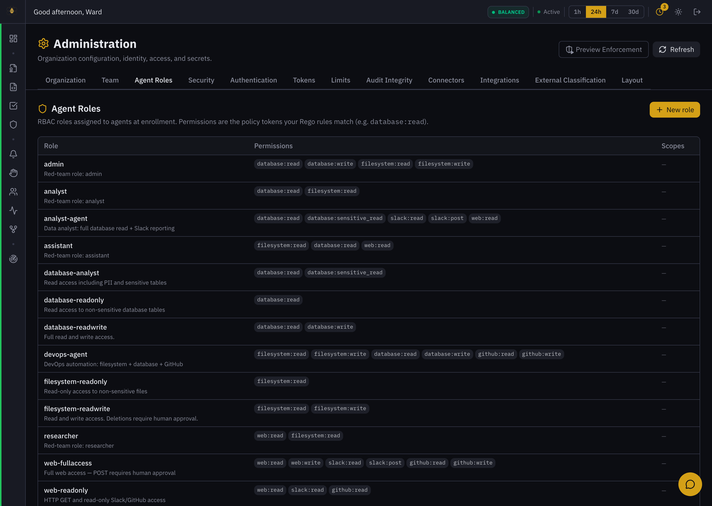 Agent Roles tab