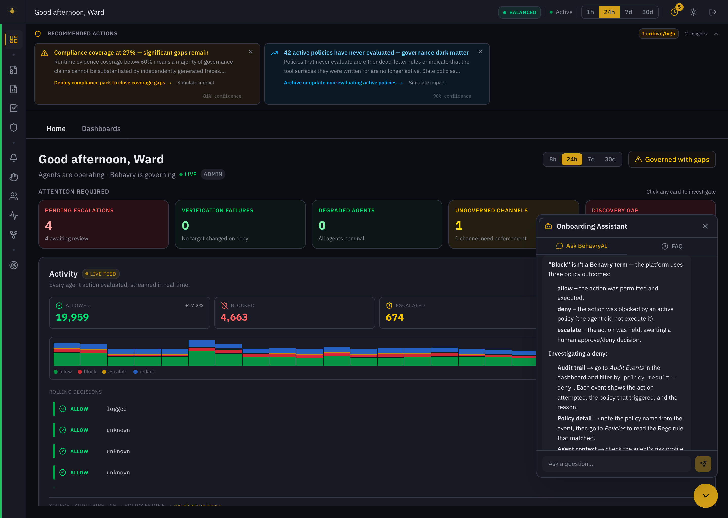 Ask Behavry answering a block question