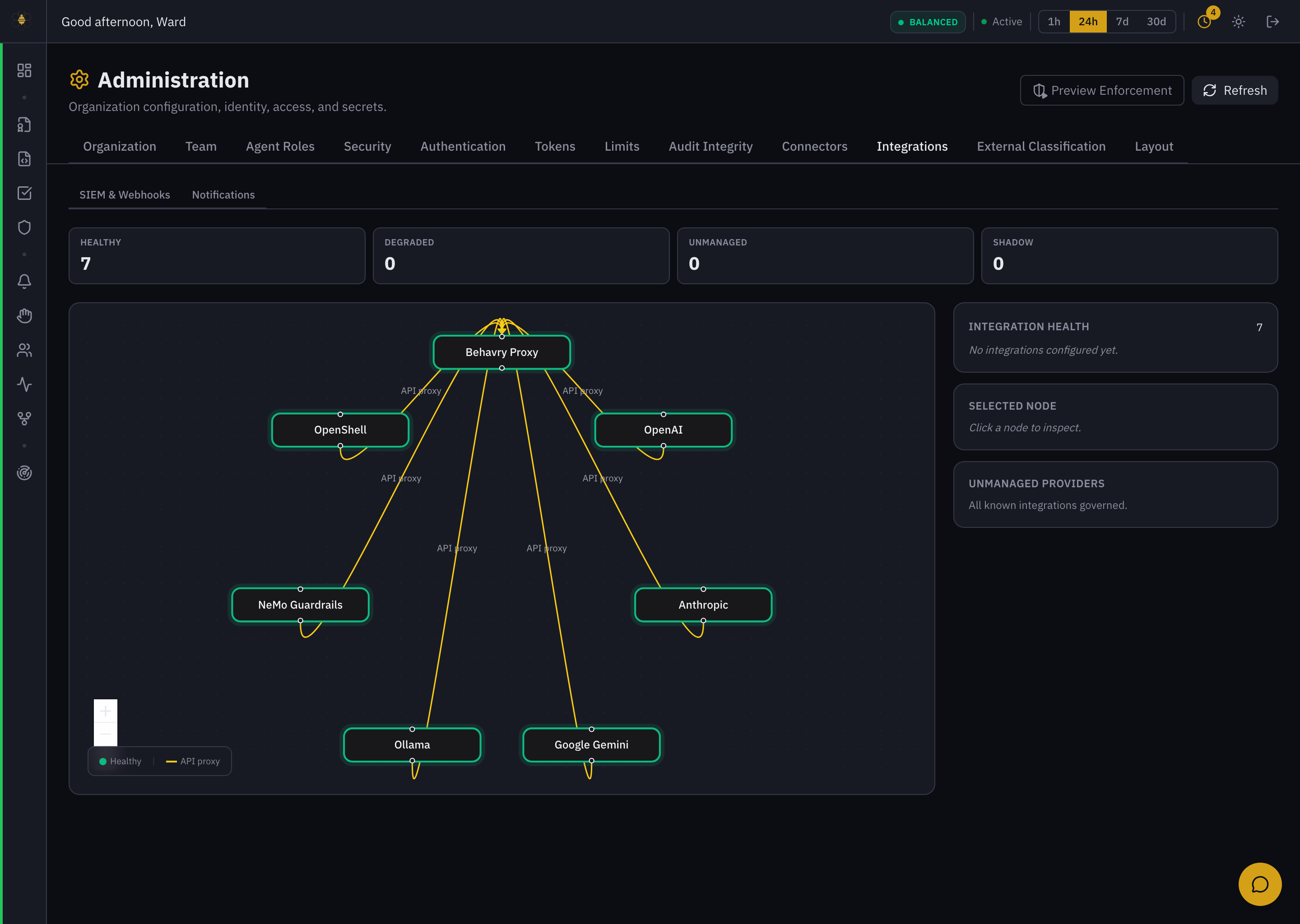 SIEM &amp; Webhooks tab